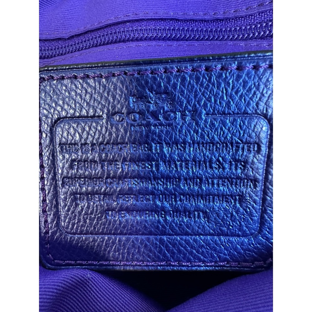 Coach Mini Cora Domed Satchel Crossgrain Leather Metallic Purple Iris Rare HTF - Picture 6 of 16